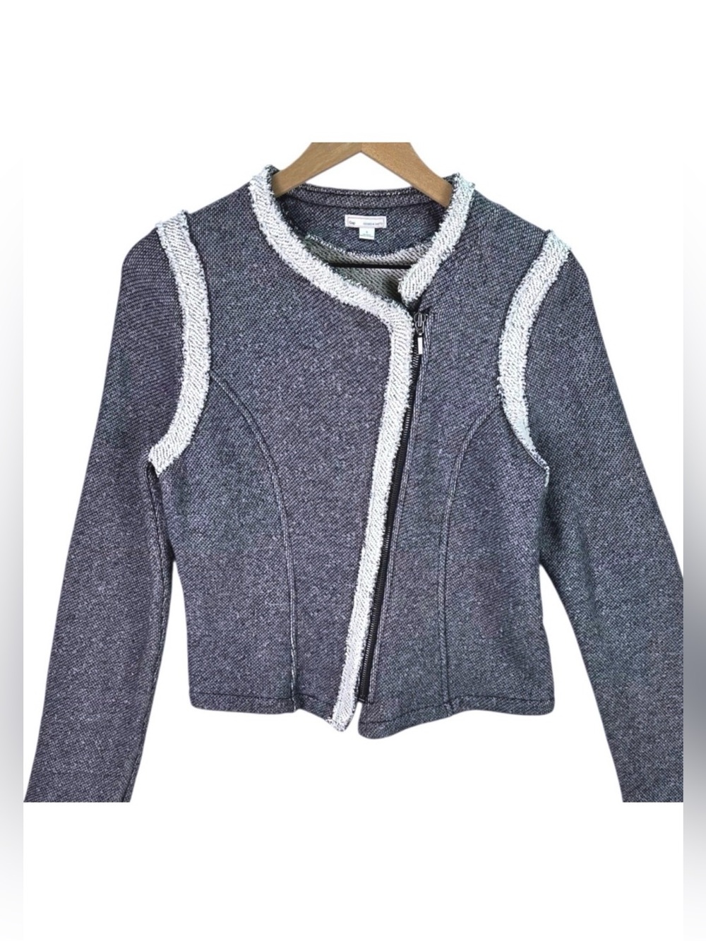 GAP Navy Moto Jacket Textured Knit Zip Front‎ Sweater Size Small